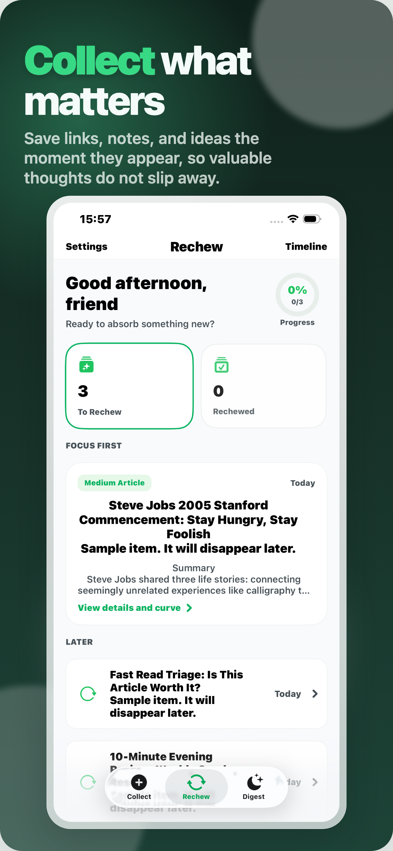 Collect screen on iPhone